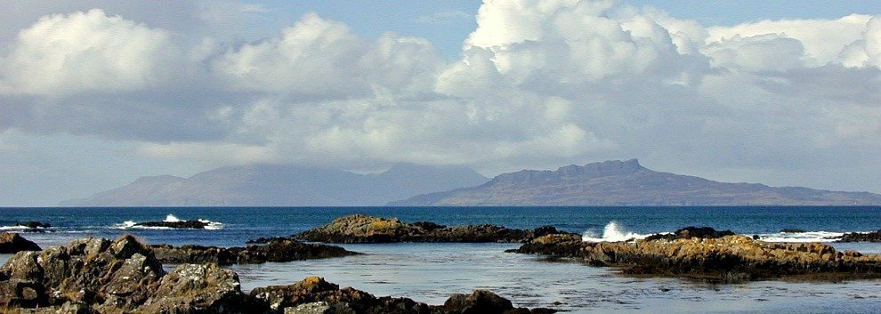 Islands of Rum and Eigg from the peninsula